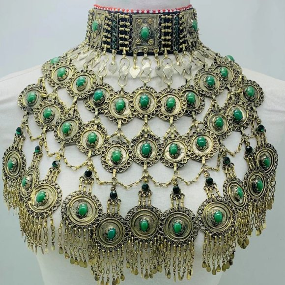 Handmade Tribal Choker Necklace, Vintage Oversized Necklace